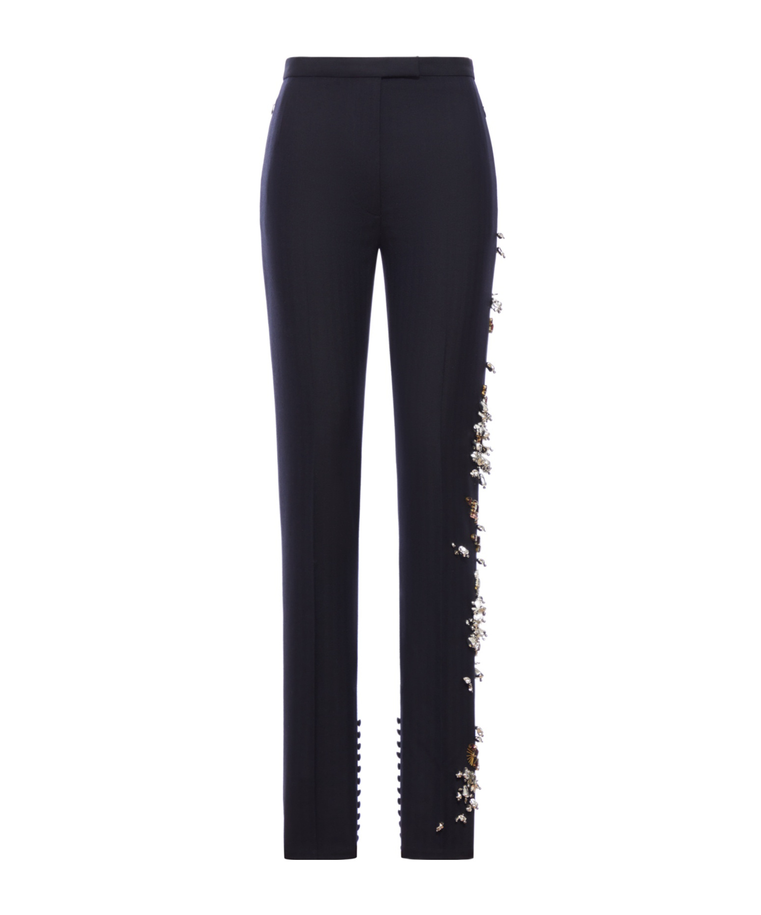 Dries Van Noten Pandoris Embellished Wool Skinny Pants In Black