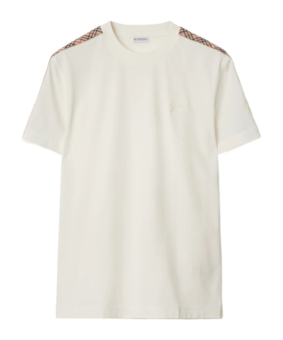 Burberry T-shirt With Check Details In White