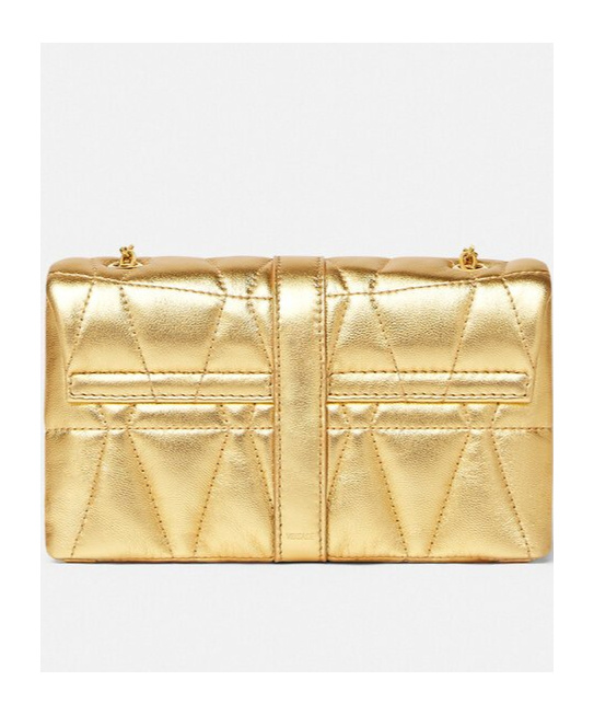Versace Quilted Metallic Clutch Bag In Nude