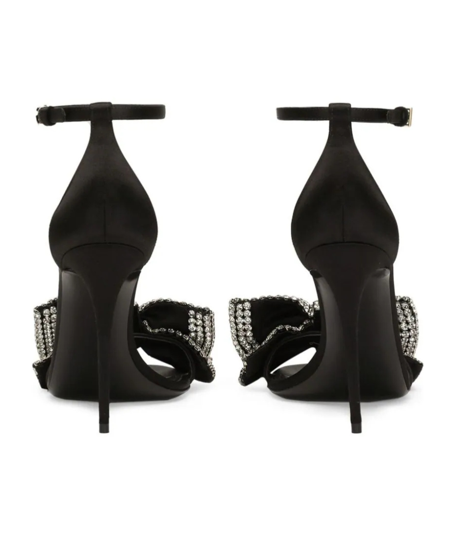 Dolce & Gabbana Rhinestone Decorative High-heeled Sandals In Black