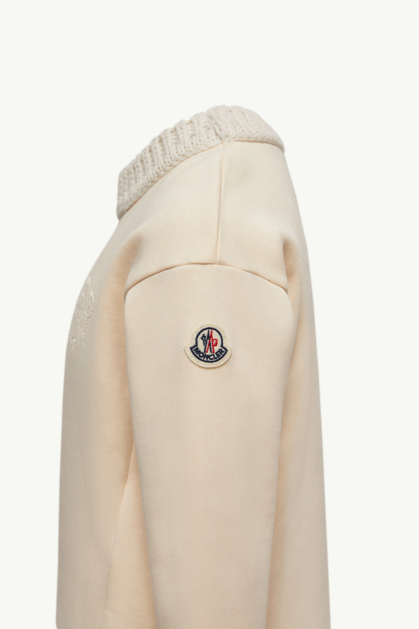Moncler Embroidered Logo Cotton Sweatshirt In Yellow