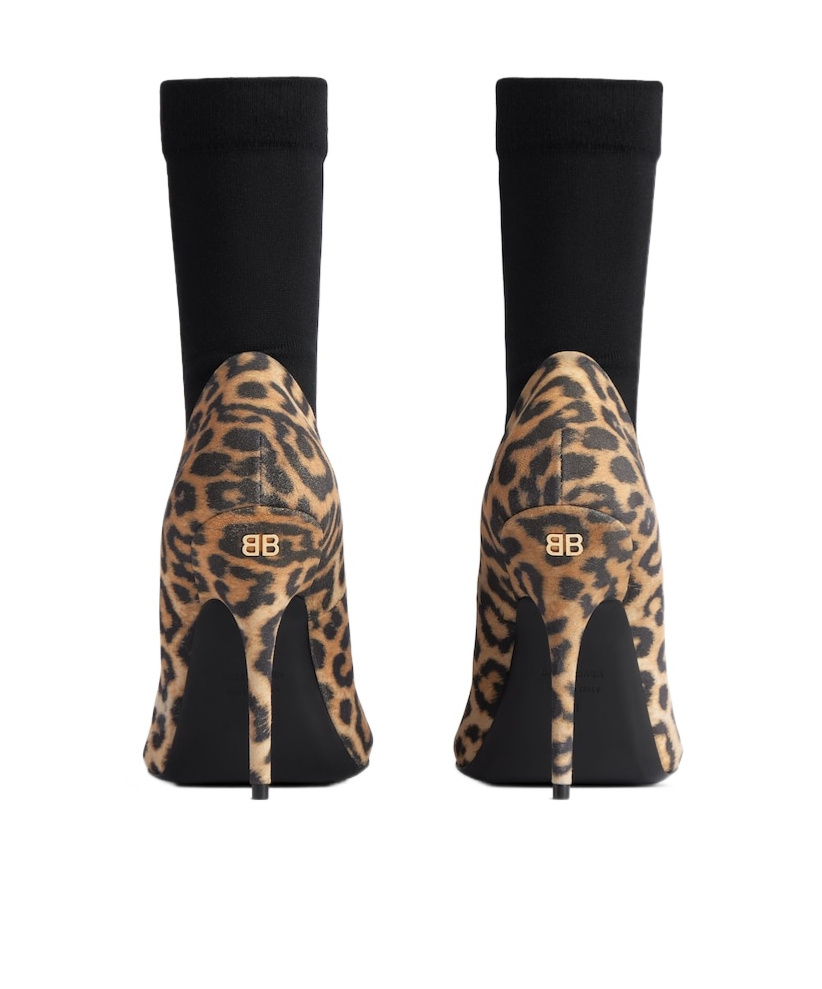 Balenciaga Printed Suede Avenue Sock Pumps In Black
