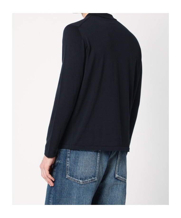 Drumohr Cardigan Cotton Chest Pocket Long Sleeves In Navy Blue