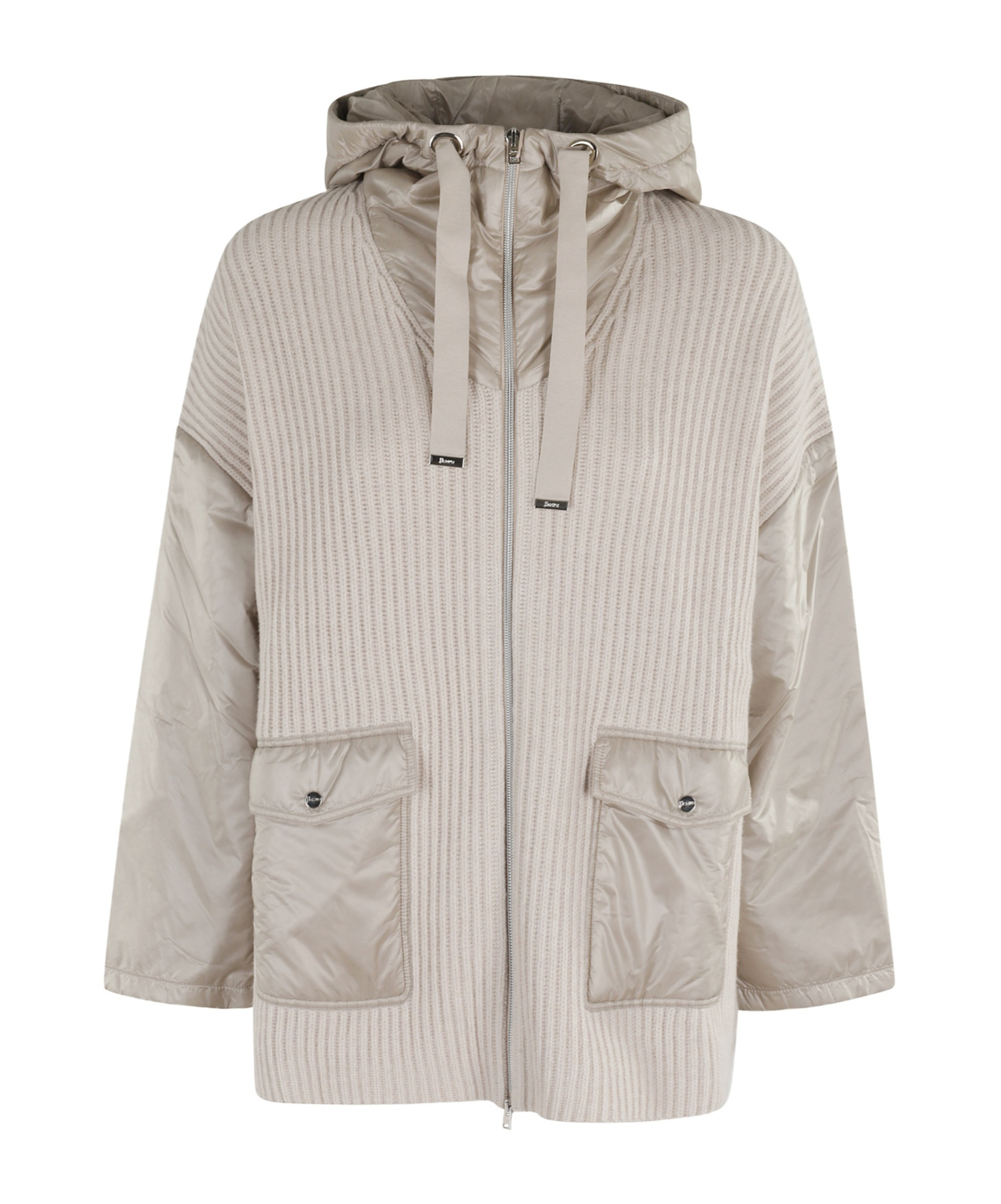 Herno Ribbed Wool Hooded Jacket In Nude