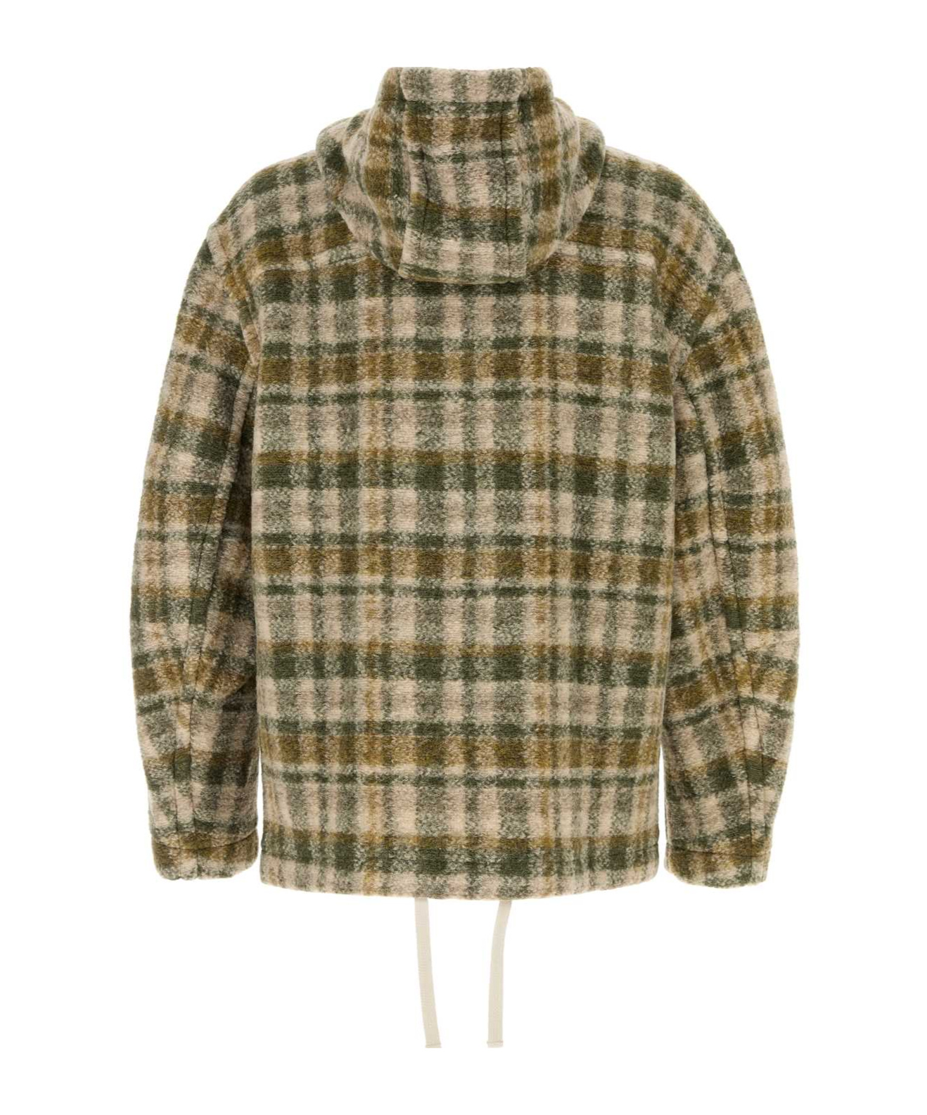 Isabel Marant Checkered Knit Jacket Brushed Finish In Green