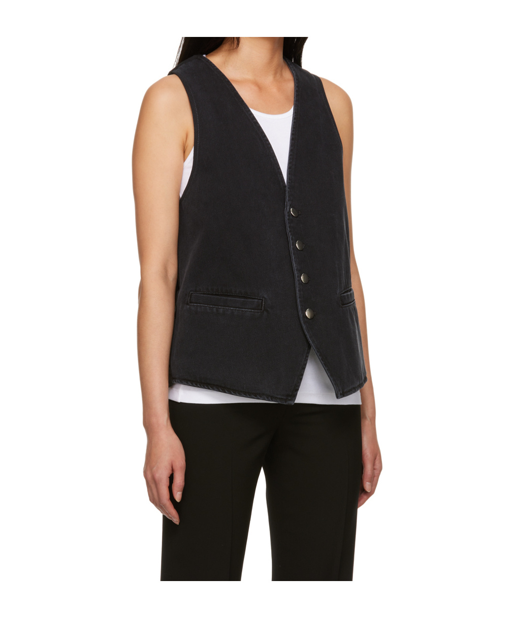 Ann Demeulemeester V-neck Denim Vest In Black