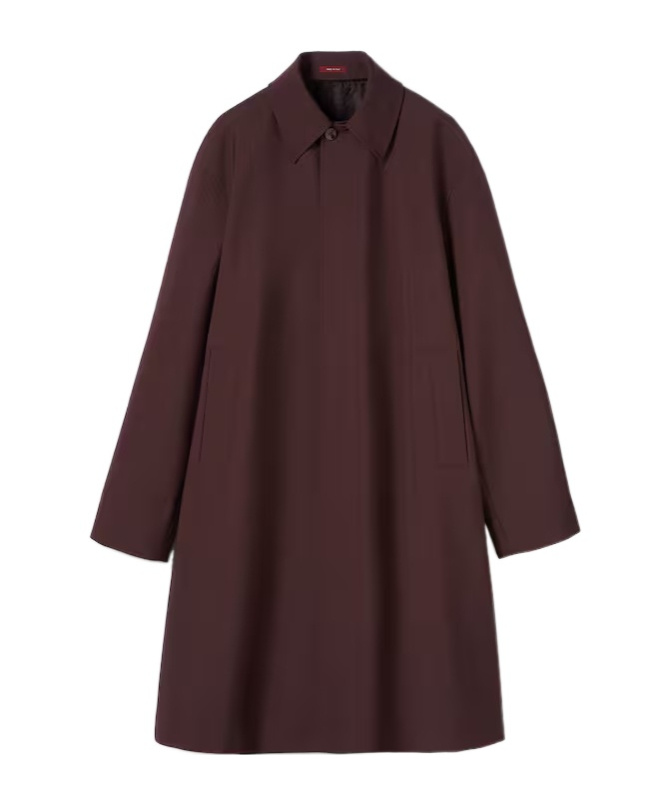 Gucci Bonded Wool Coat With Logo In Burgundy