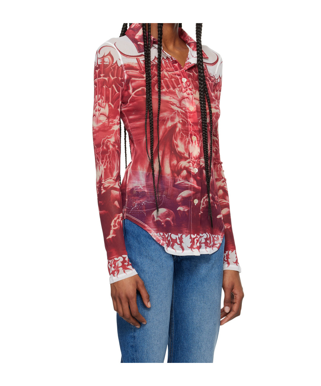 Jean Paul Gaultier Long-sleeved Shirt In Blue