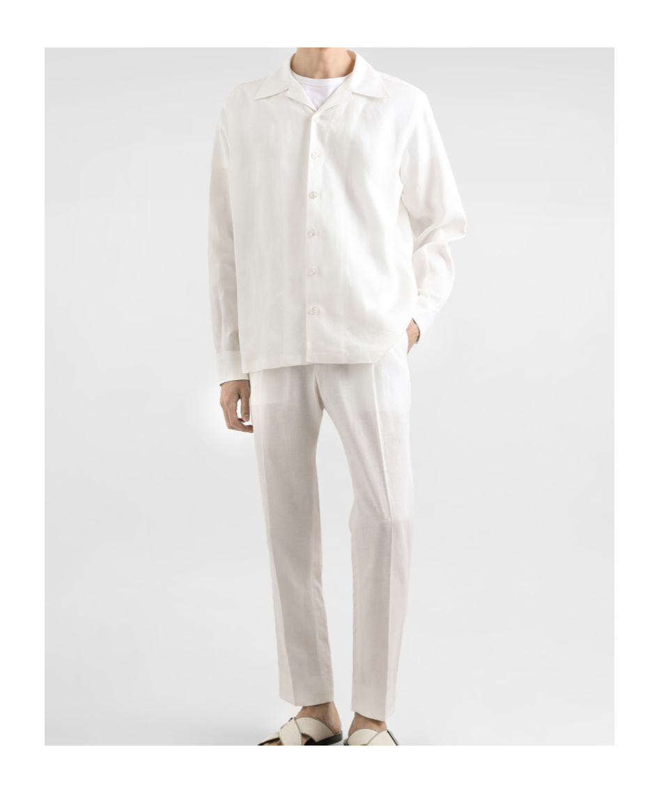 Dolce & Gabbana Linen Canvas Bowling Shirt In White