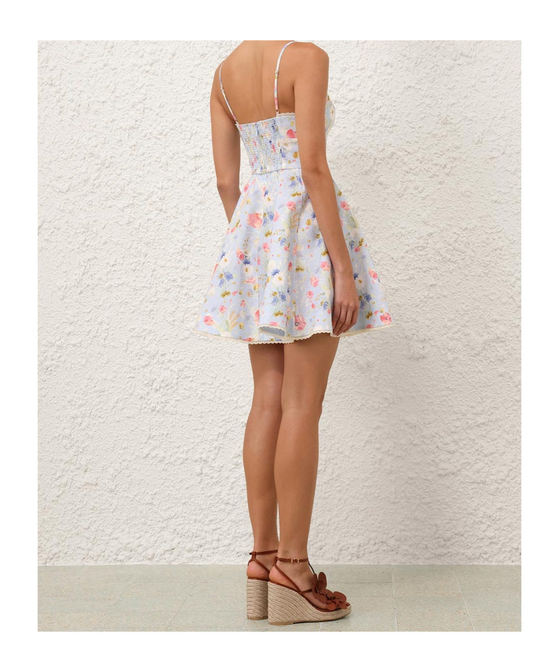 Zimmermann Lucky Lace-trimmed Floral-print Linen Mini Dress