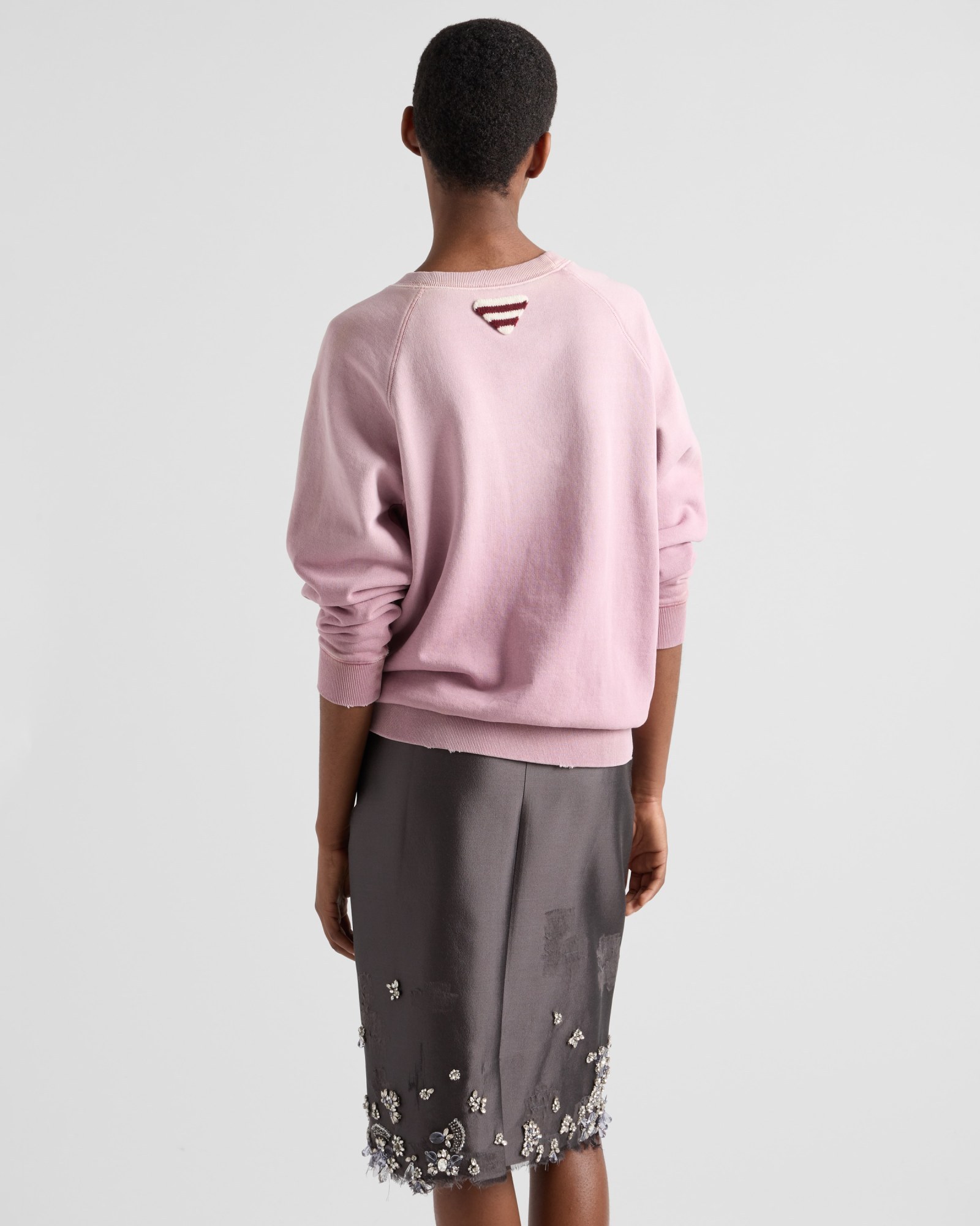 Prada Cotton Crew-neck Sweatshirt In Pink