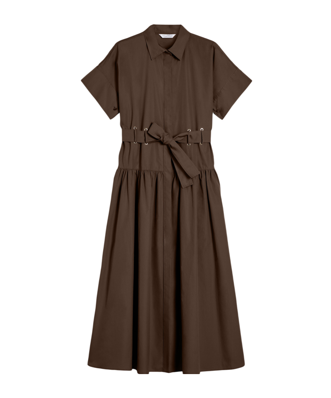 Max Mara Womens Agoraio Short-sleeves Cotton-poplin Maxi Dress Coffee In Brown