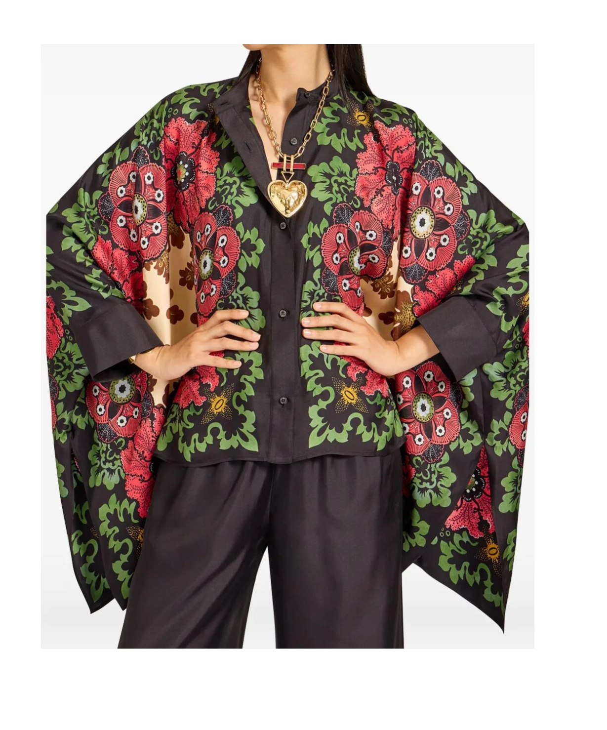 La Doublej La Double J Foulard Floral Silk-twill Shirt In Multi