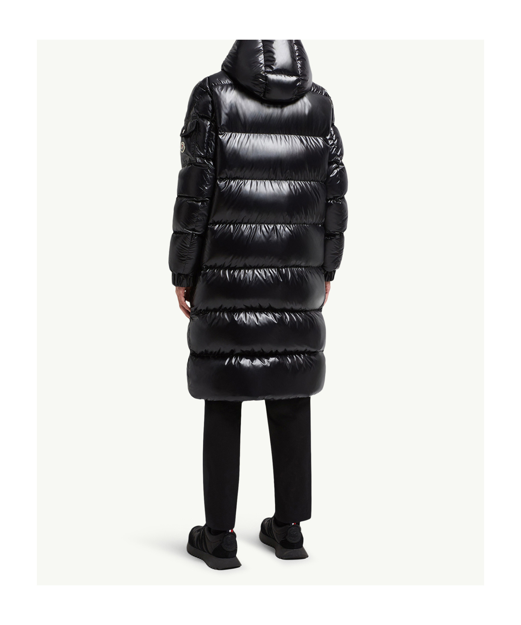 Moncler Doudoune Longue À Capuche Et Matelassage En Carré Hanoverian In Black