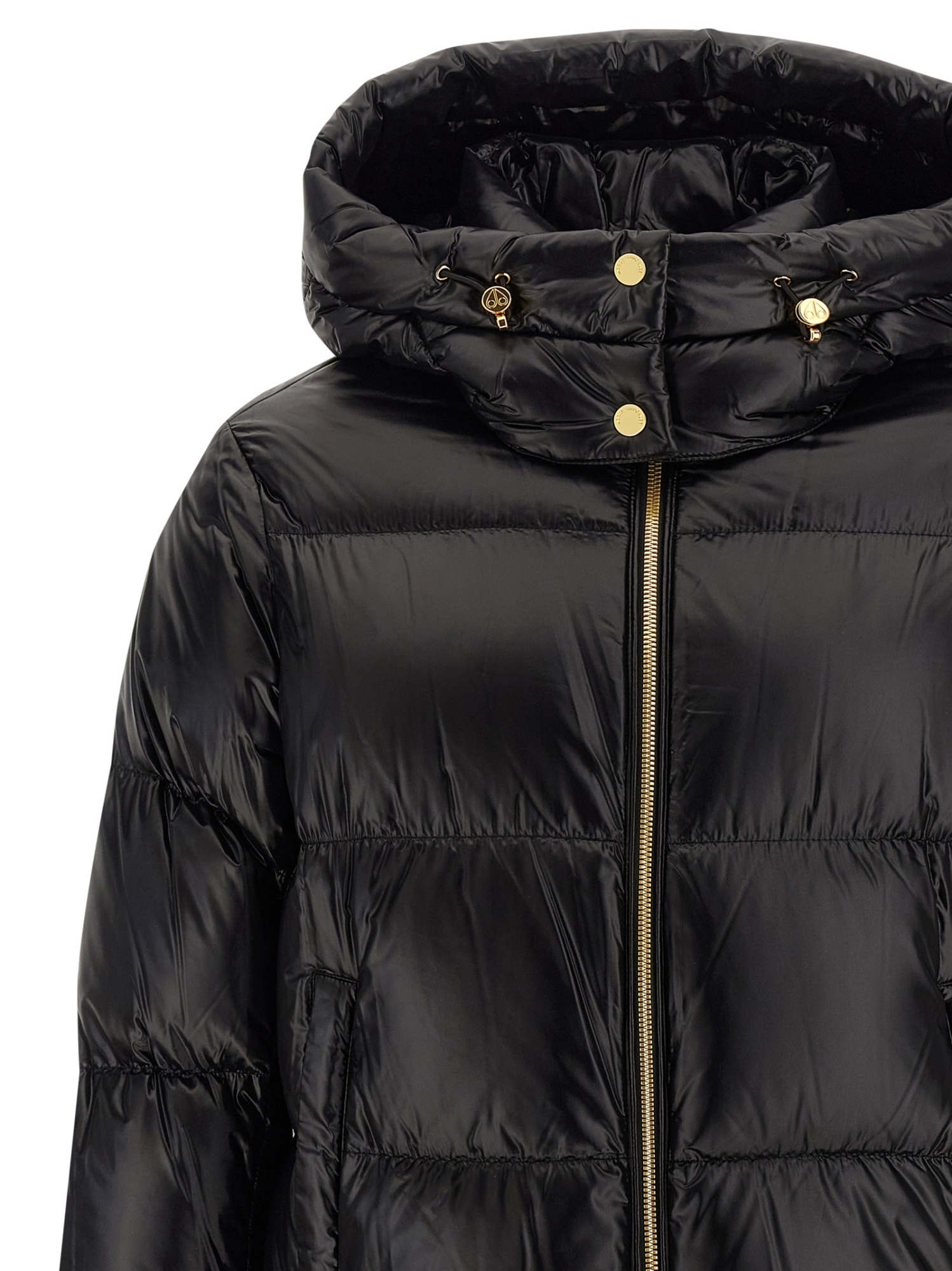Moose Knuckles Long-sleeved Hooded Cotton Jacket In Black