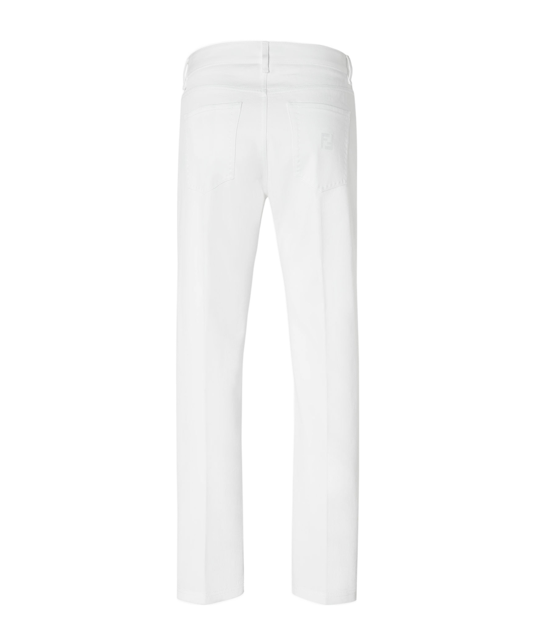 Fendi Regular Fit Denim Trouser With Ff Logo Embroidery In White