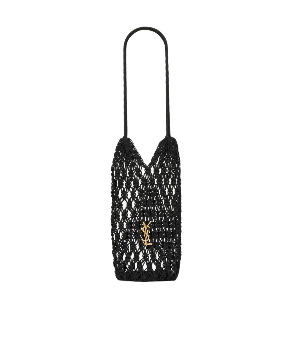 Saint Laurent Cassandre Large Tote In Crochet In Black