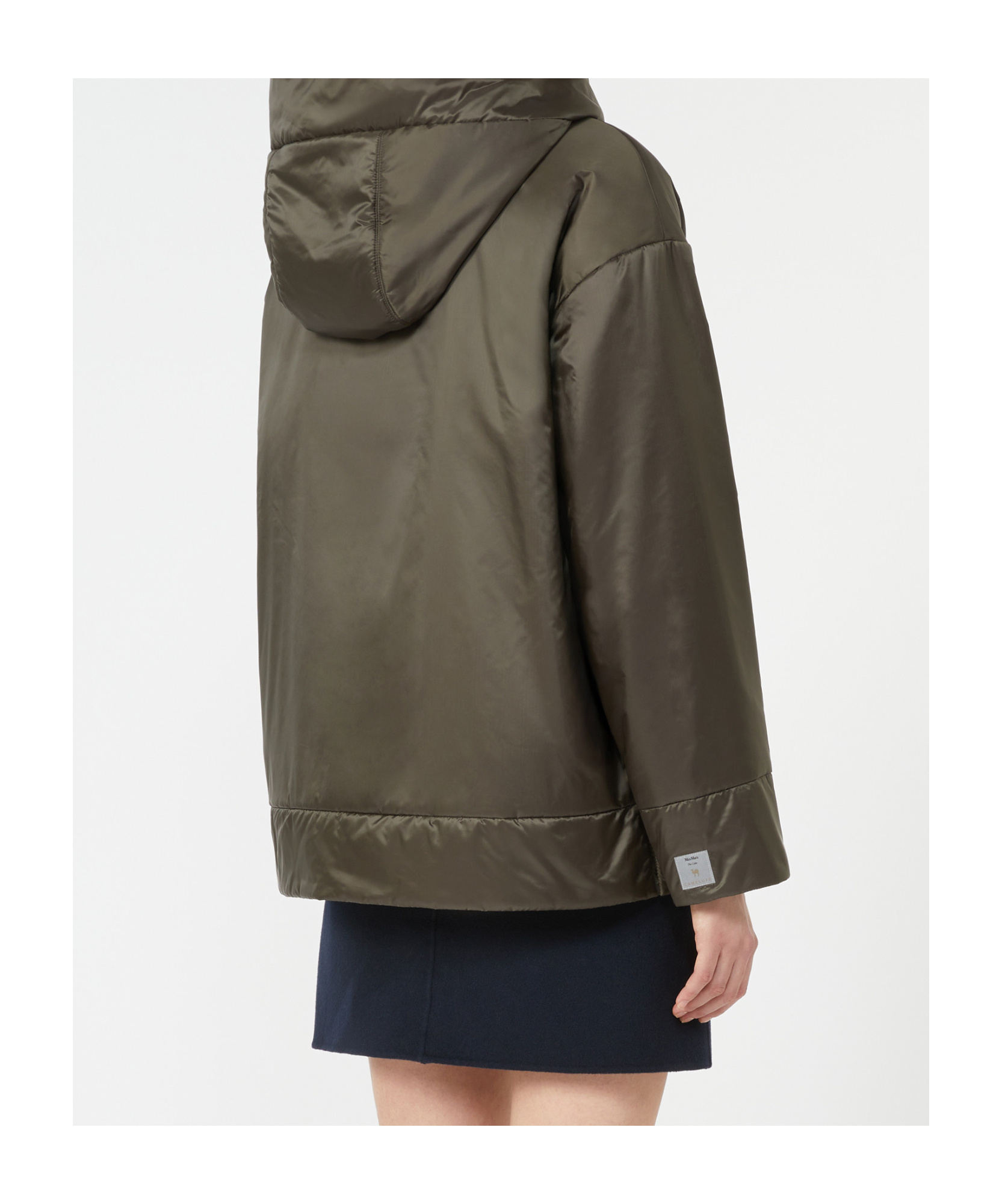 Max Mara Padded, Hooded Jacket In Water-repellent Canvas In Green