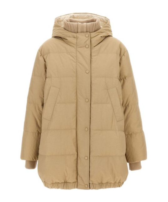 Brunello Cucinelli Nylon Down Jacket Casual Jackets, Parka In Nude