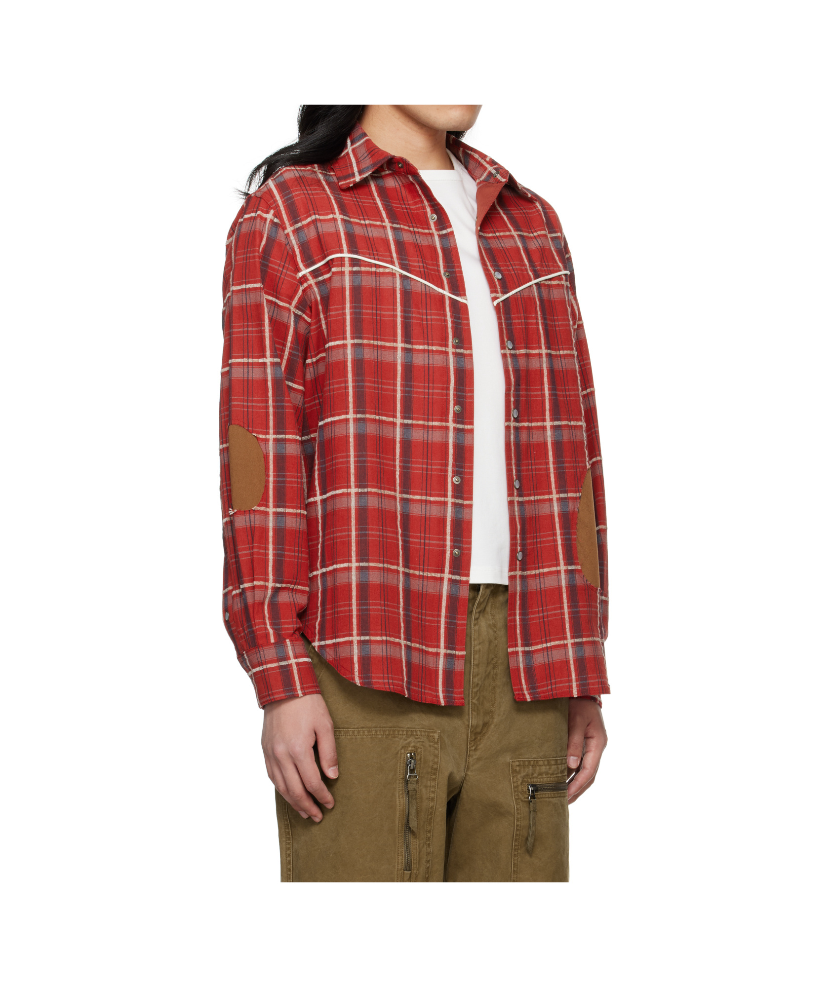 Andersson Bell Noah Patch Checked Shirt In Red