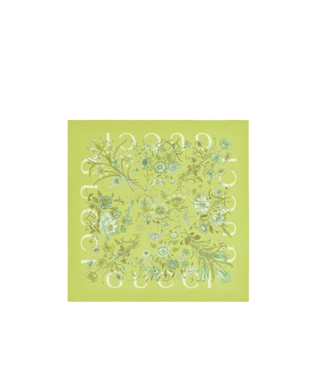 Gucci Printed Silk Twill Carré In Green