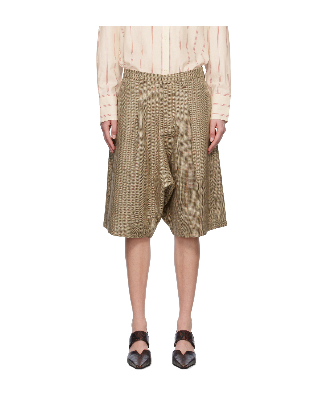 R13 Jumbo Tailored Shorts In Brown