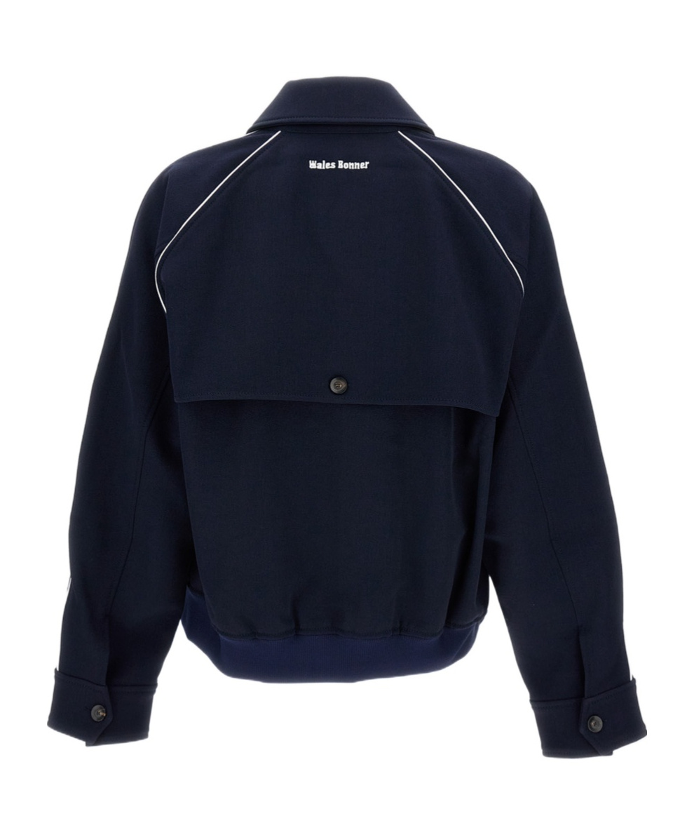 Wales Bonner Full-zip Jacket With A Pointed Collar In Blue