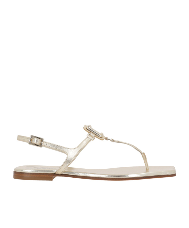 Roger Vivier Viv By The Sea Metallic Leather Sandals In White