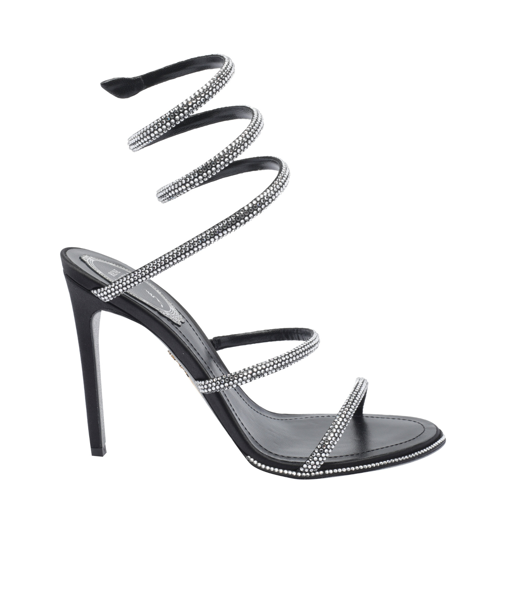 René Caovilla Round Toe High Heel Sandals In Black