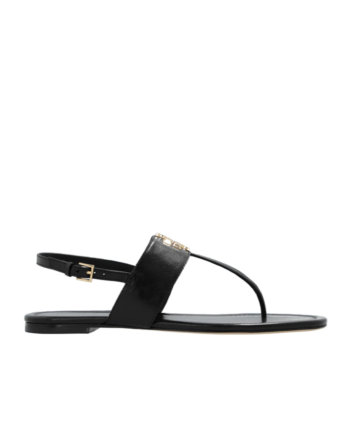 Tory Burch Eleanor Embellished Leather Sandals In Black