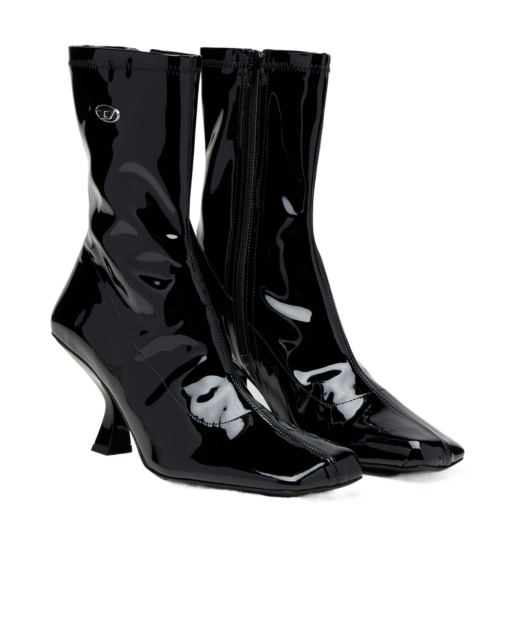 Diesel 75mm Amber Logo-plaque Ankle Boots In Black