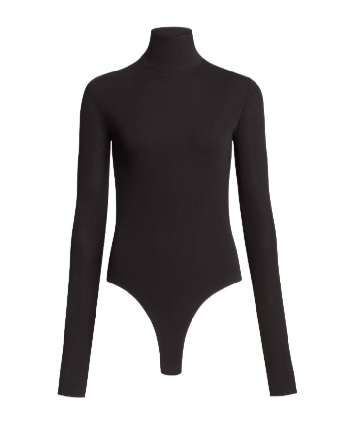 Alaïa Heart Jersey Bodysuit With Heart-shaped Back Neckline In Black