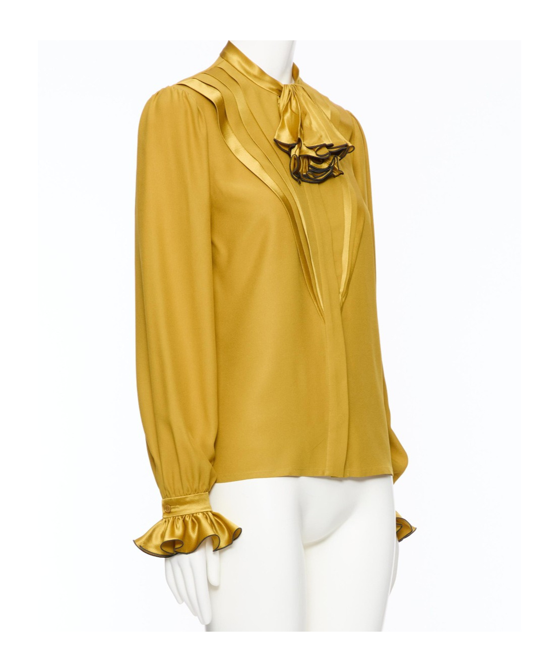 Valentino Ruffle Pleated Silk Blouse In Yellow