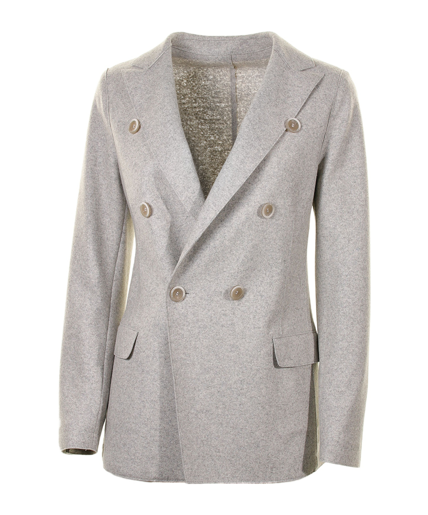 Eleventy Double-breasted Jacket In Boiled Wool In Gray