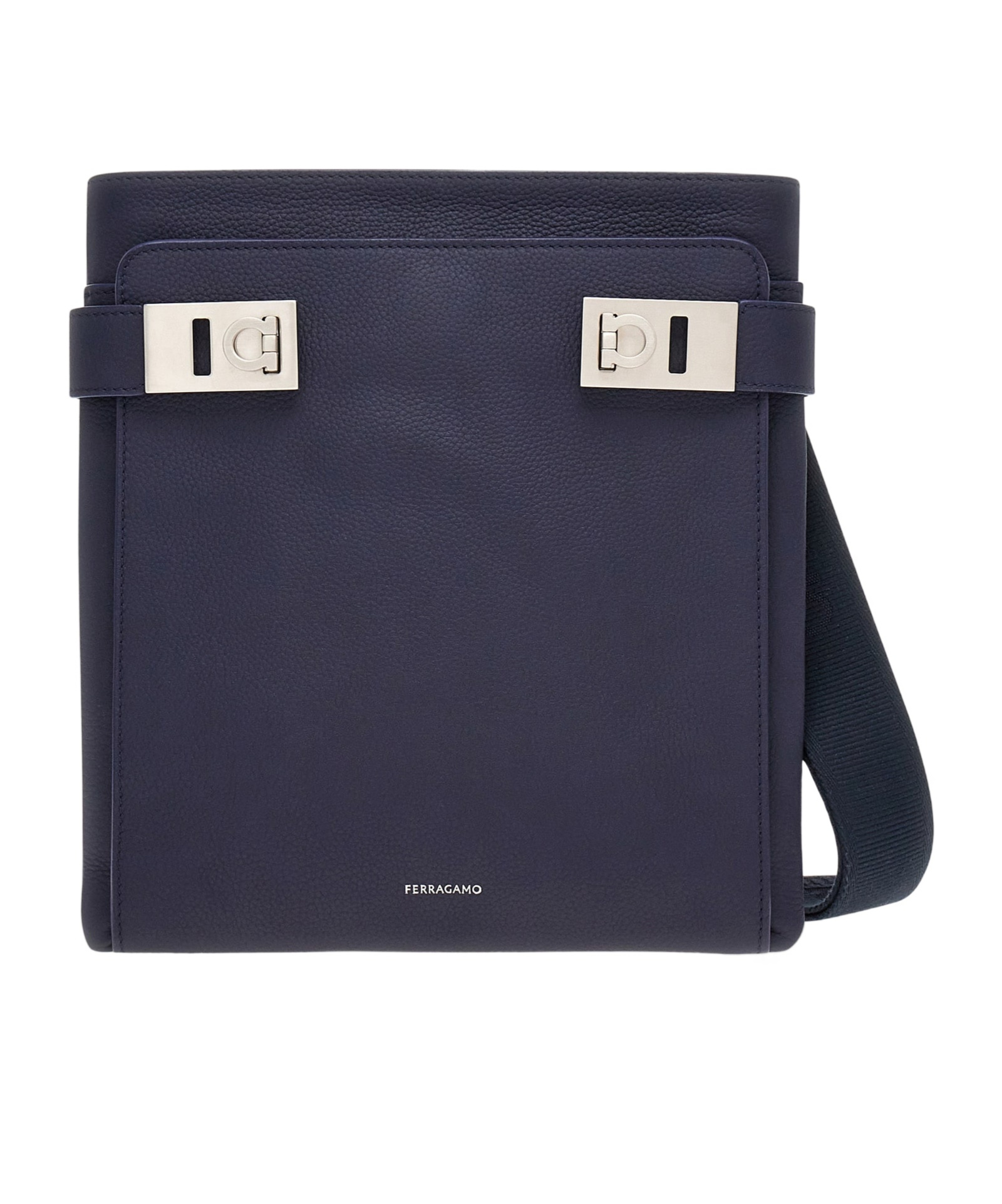 Ferragamo Logo Pattern Shoulder Bag In Black