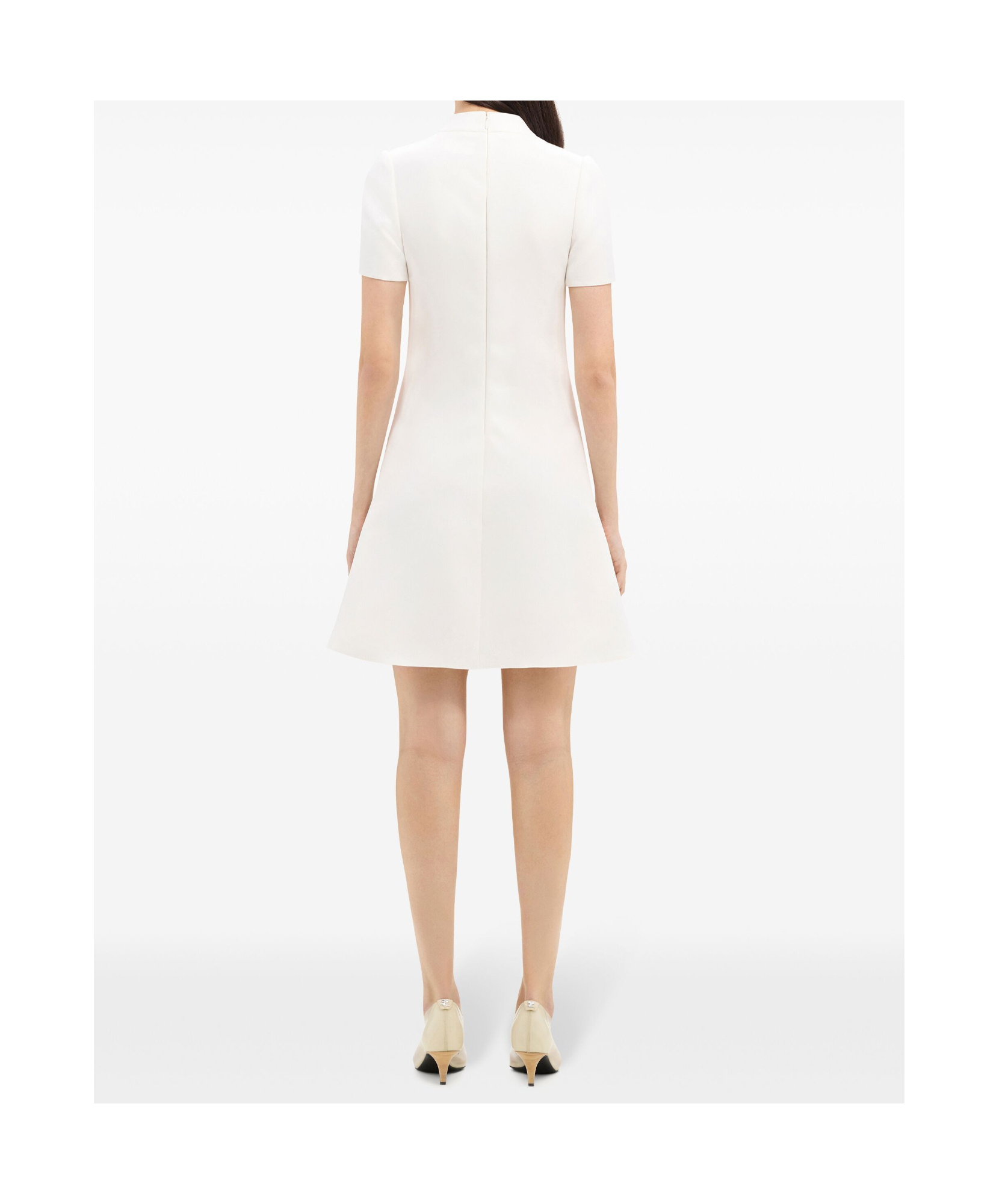 Shop Courrèges Twill A-line Mock-neck Mini Dress In White