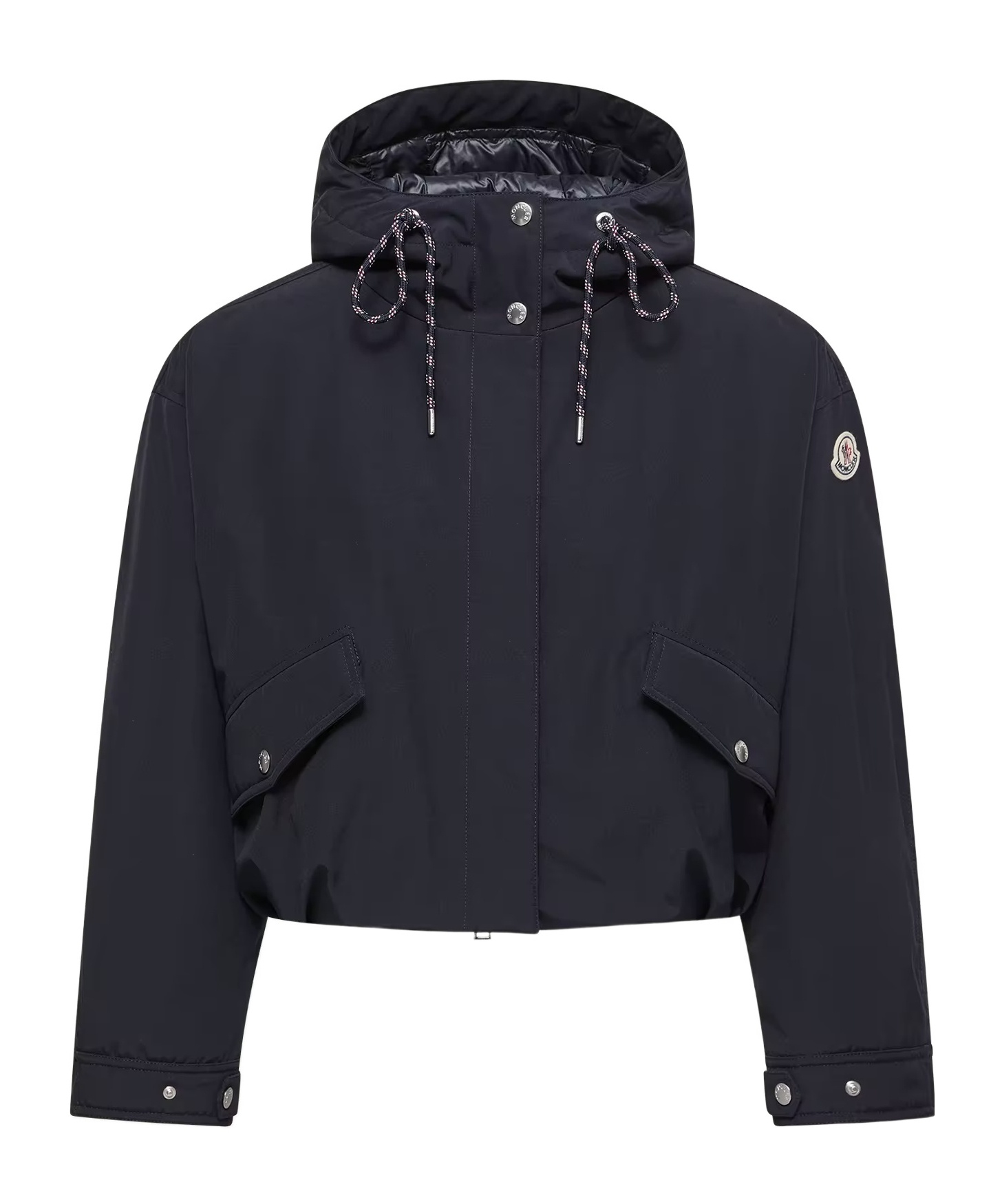 Moncler Eucalyptus Hooded Short Down Jacket In Black