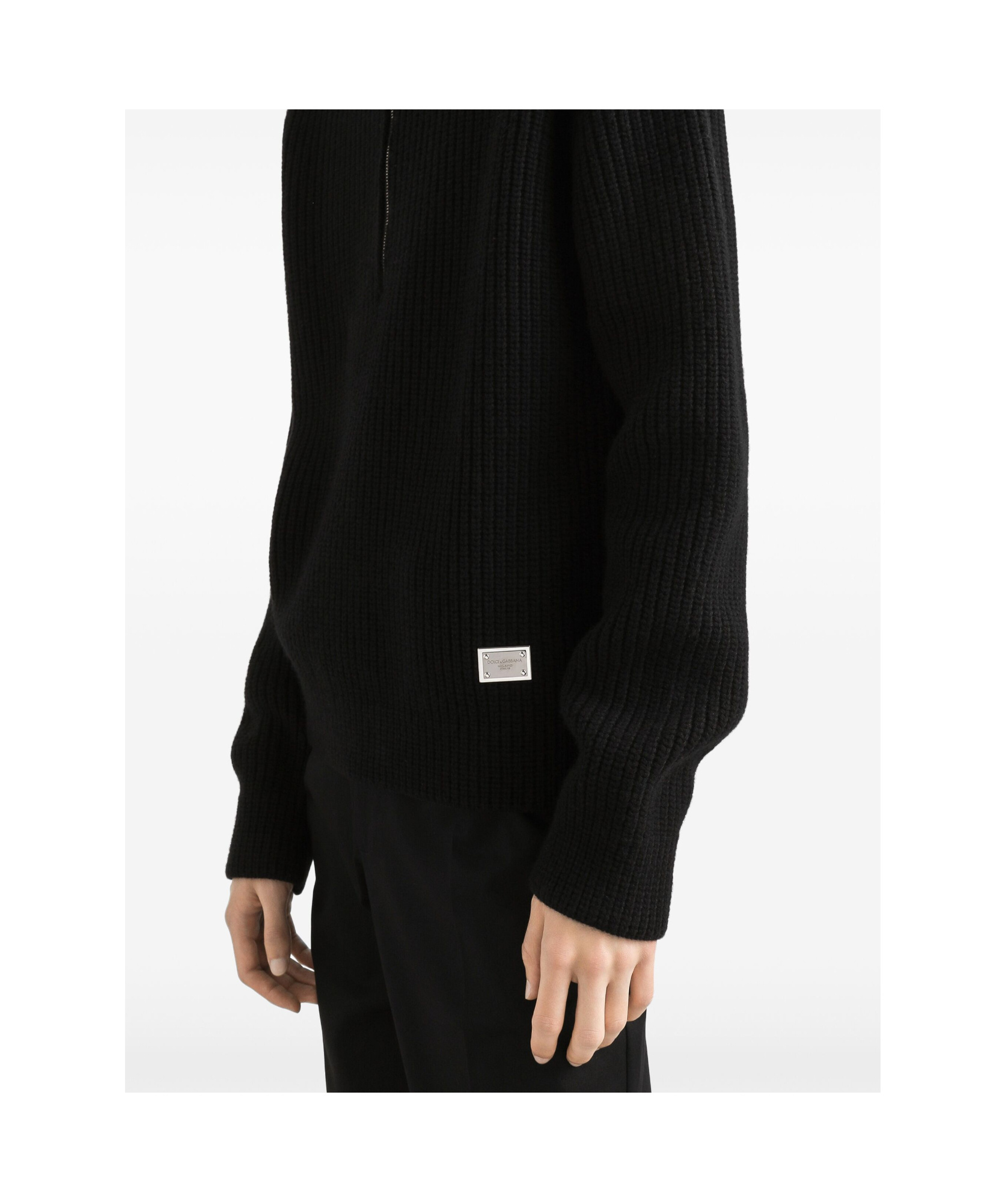 Dolce & Gabbana Wool Sweater With Wide Collar In Black