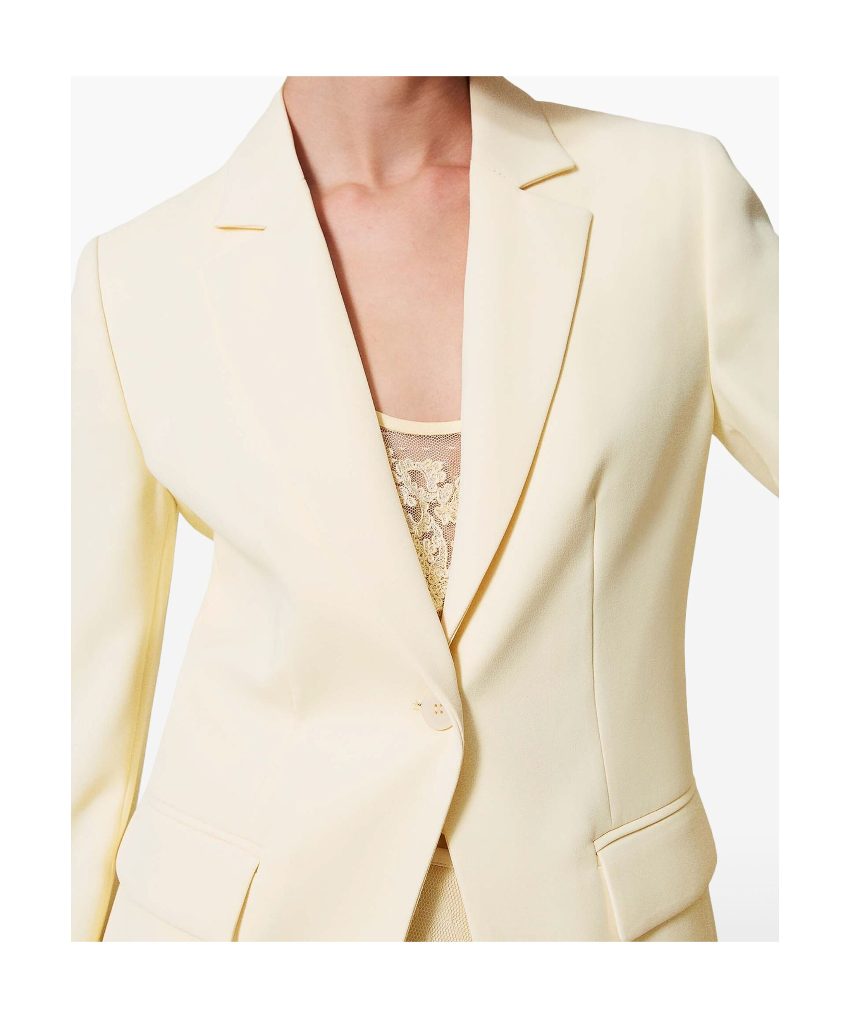 Twinset White Crepe Blazer In White