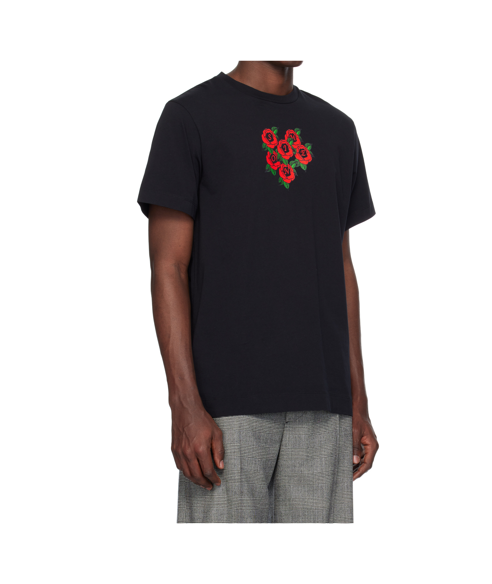 Simone Rocha Cluster Rose Logo Print T-shirt In Black