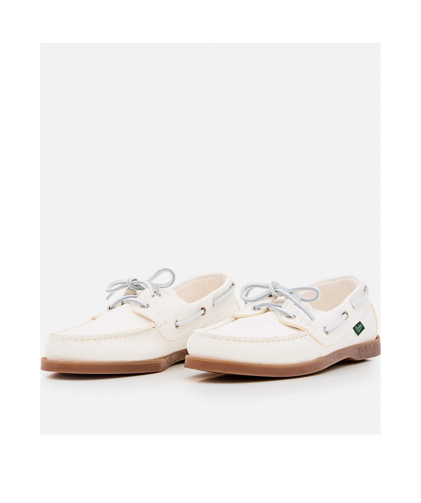 Paraboot Barth White Leather Loafers With Durable Rubber Sole In White