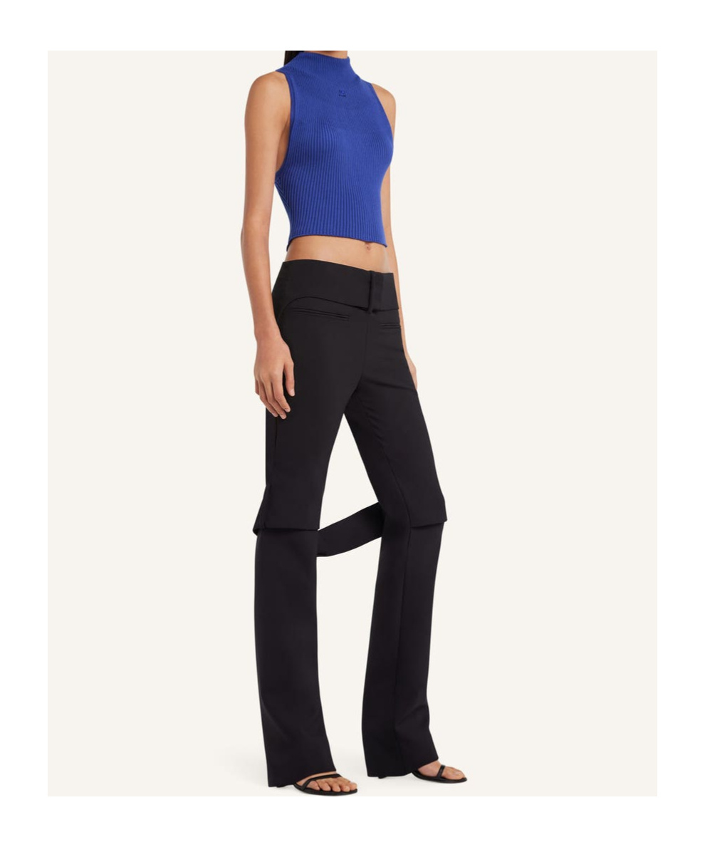 Courrèges Ribbed Cropped Top In Sapphire