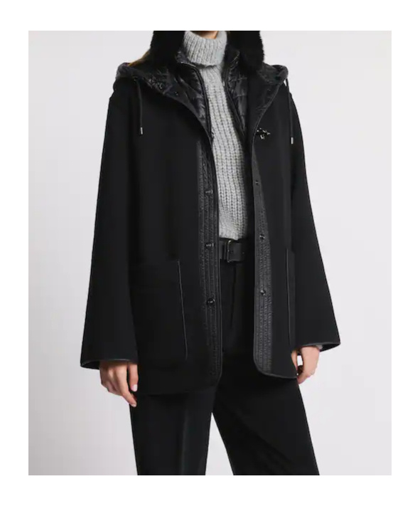 Fay Hooded Toggle-fastening Coat In Black