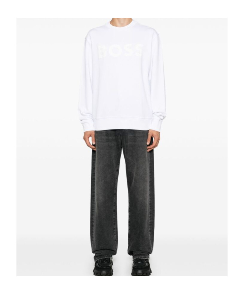 Hugo Boss Rubberised-logo Sweatshirt In White
