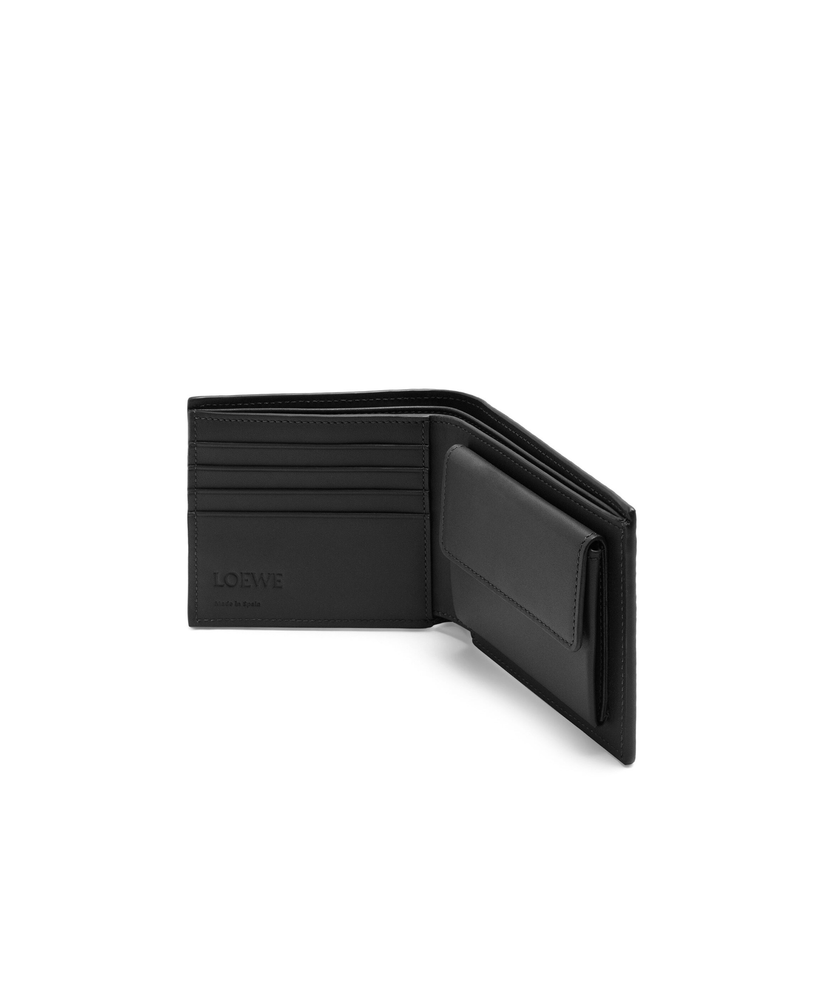 Loewe Bifold Coin Wallet In Textured Classic Calfskin In Black