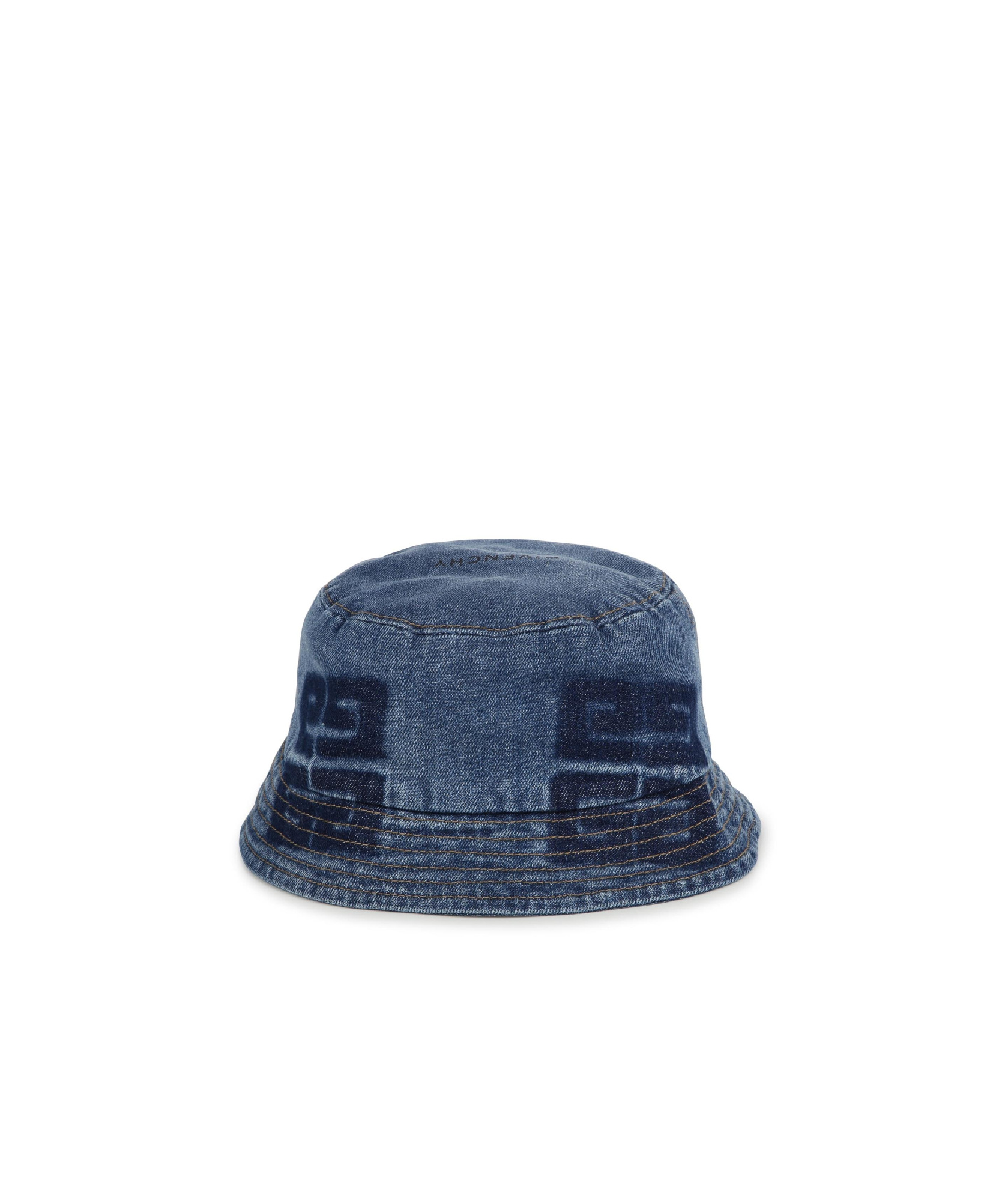 Givenchy Kids Dropped Narrow Brim Denim Bucket Hat In Blue