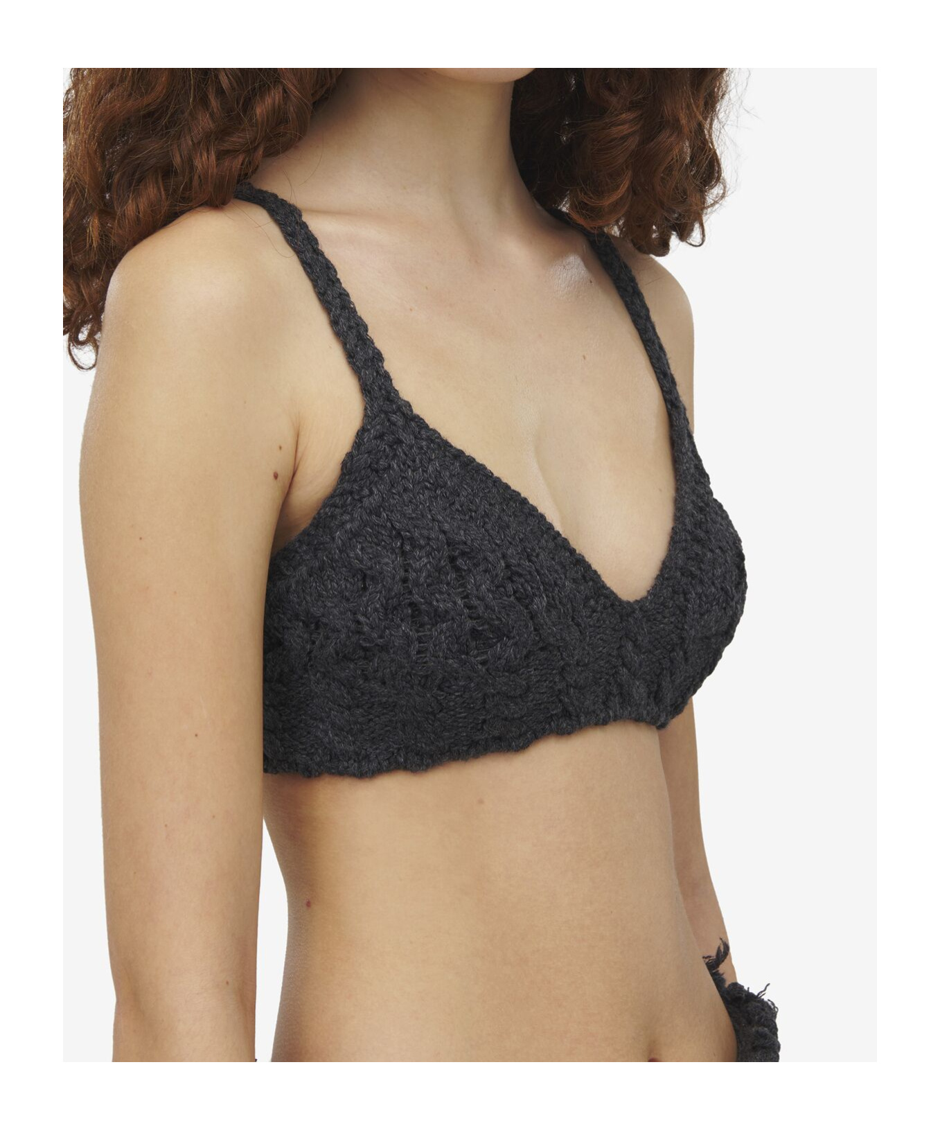 Alexander Mcqueen Twisted Knitted Corset In Black
