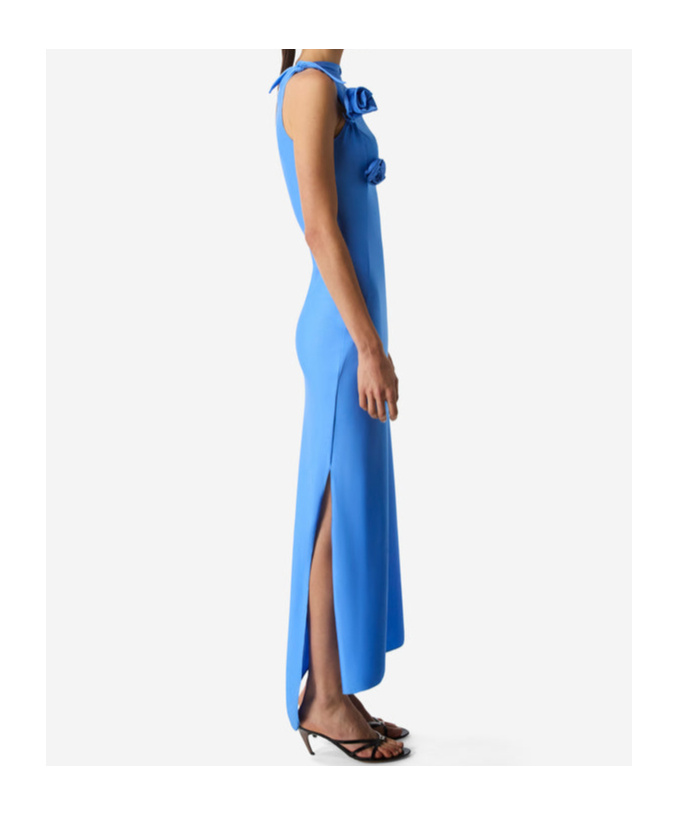 Coperni Womens Blue Sapphire Floral-embellished Asymmetric Stretch-jersey Maxi Dress In Blue