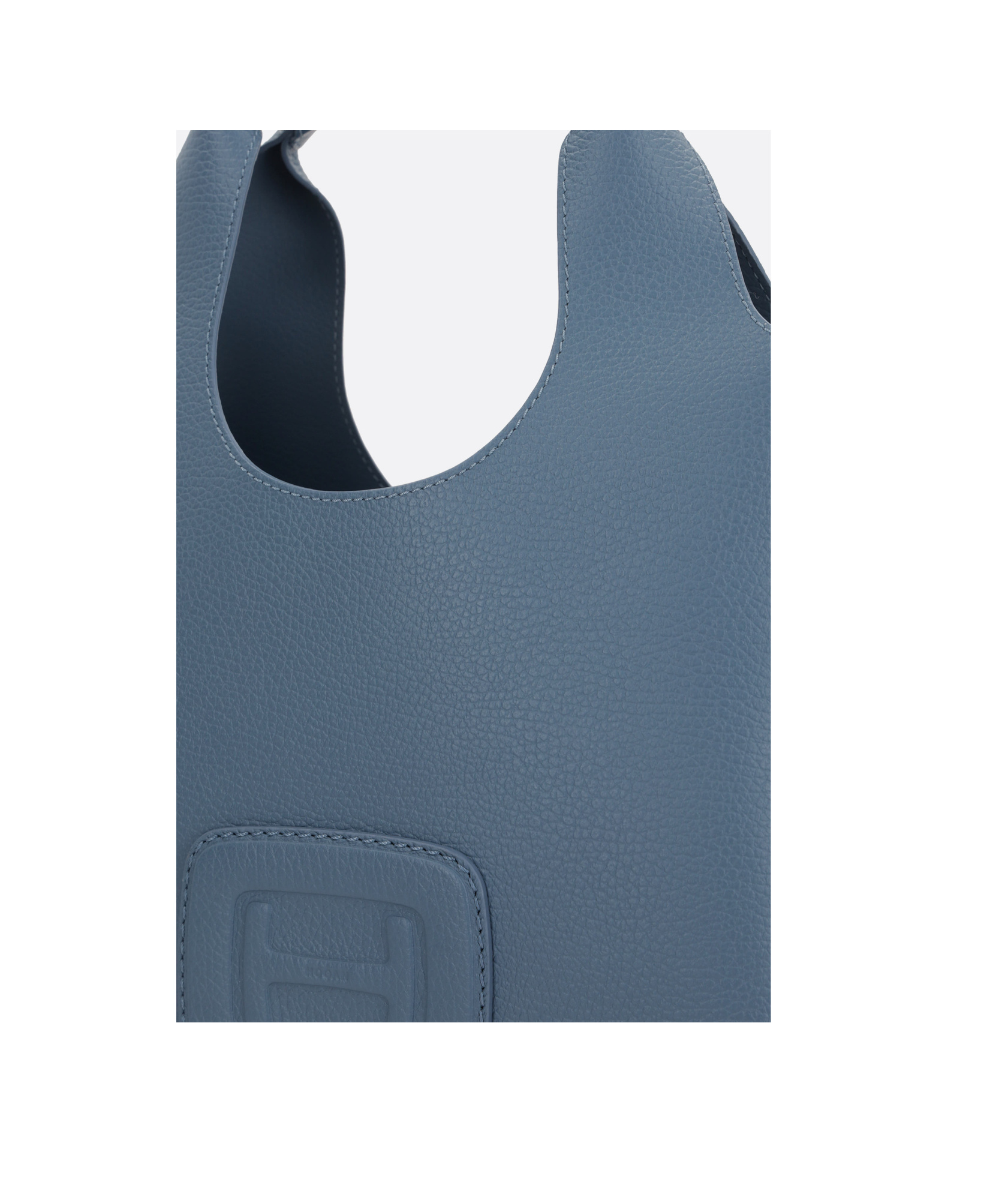 Hogan Small Leather Tote Bag With Structured Shape In Blue