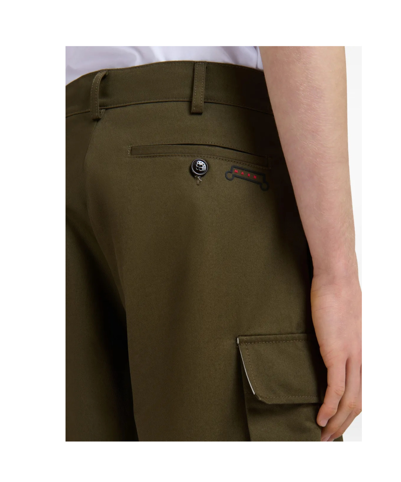 Marni Gabardine Cargo Shorts In Green